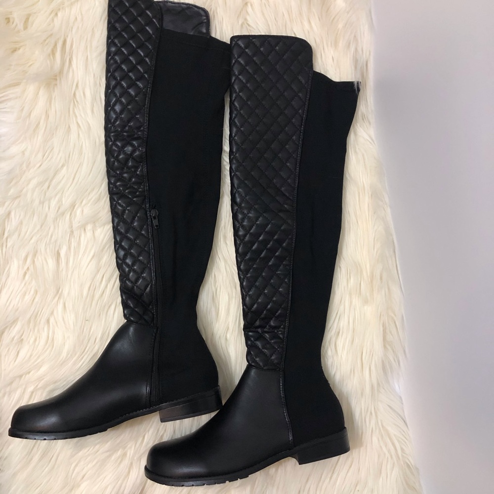 New Bamboo Over Knee Quilted Boot Black size 8 1/2